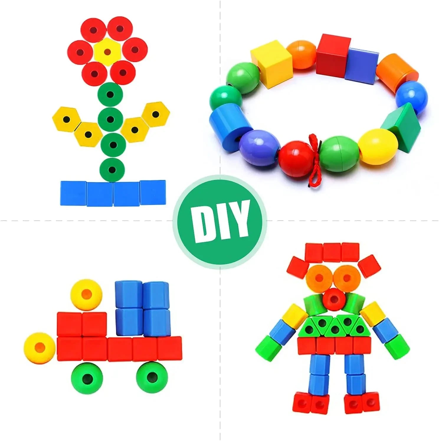 צעצוע חרוזי השחלה חינוכיים – 25 חרוזים ו-3 חוטים